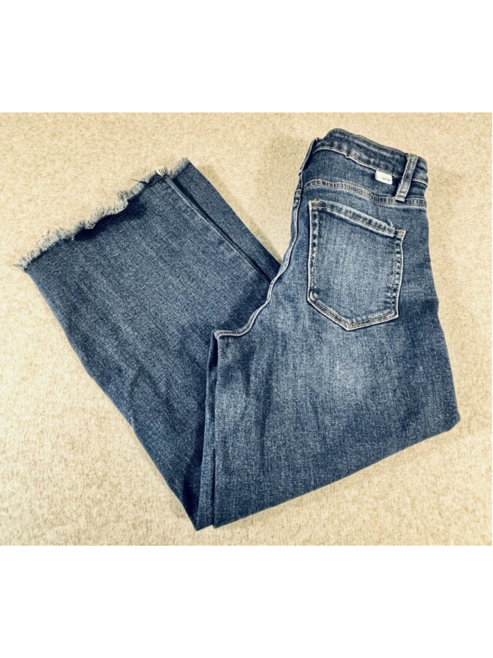 RFM Los Angeles Wide Leg Crop Jeans Womens 7/28 Blue Denim Frayed Hem High Rise